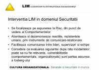 Dan Berinde - Transformarea culturii organizationale in domeniul sigurantei si securitatii muncii - O viziune LIM - HART Consulting