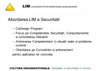 Dan Berinde - Transformarea culturii organizationale in domeniul sigurantei si securitatii muncii - O viziune LIM - HART Consulting