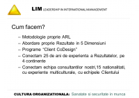 Dan Berinde - Transformarea culturii organizationale in domeniul sigurantei si securitatii muncii - O viziune LIM - HART Consulting